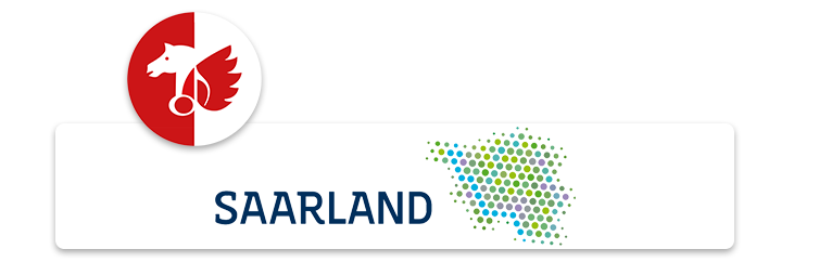 Collage aus dem Logo der GEMA und dem Logo des Ehrenamts Saarland.