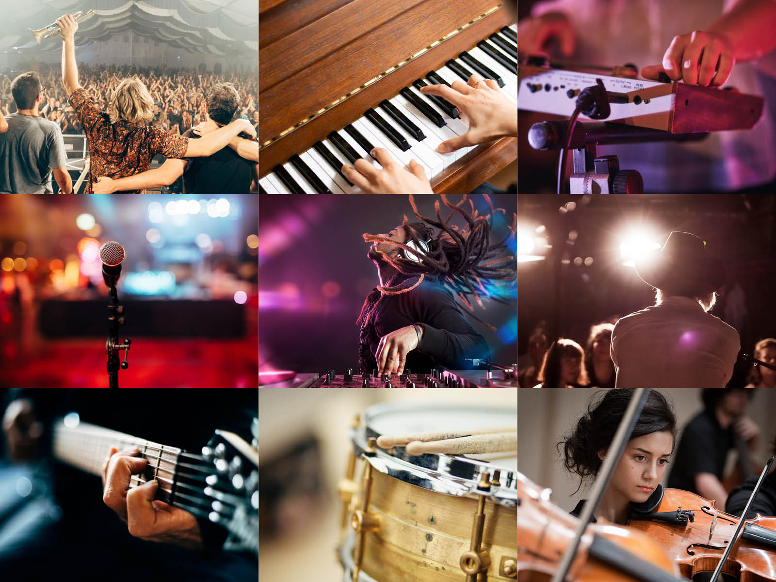 Personen bei Musikschaffenden Tätigkeiten auf der Bühne