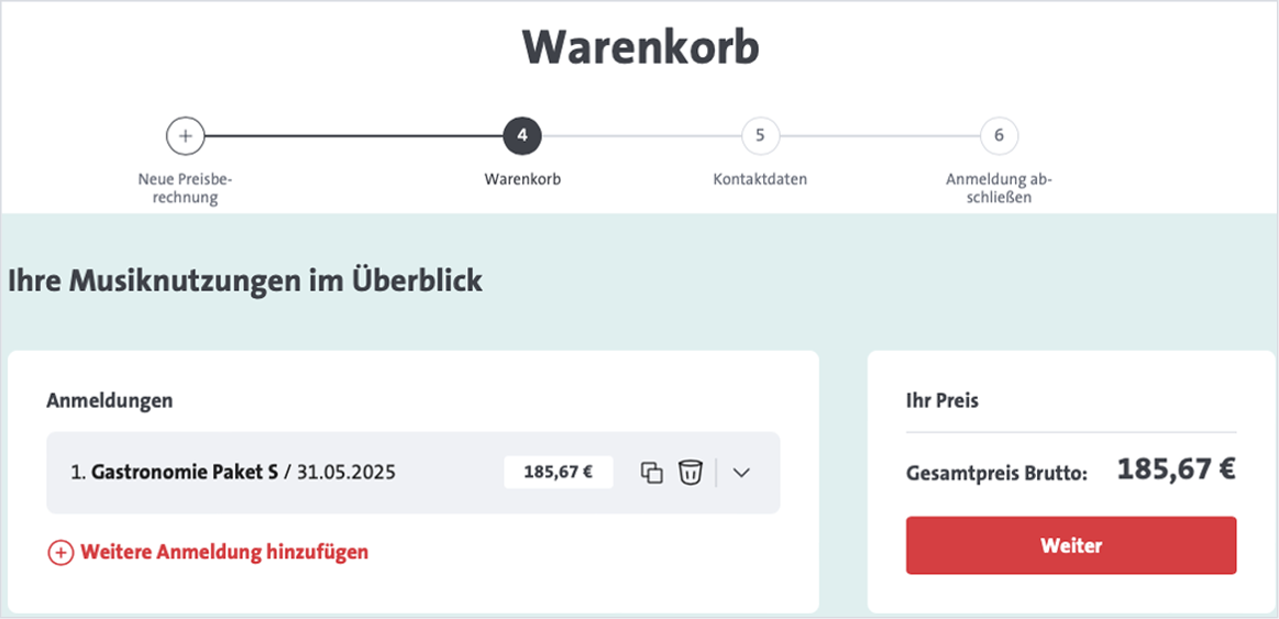 Überblick im Warenkorb