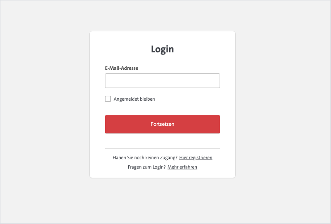 Login Fenster des Preisrechners.