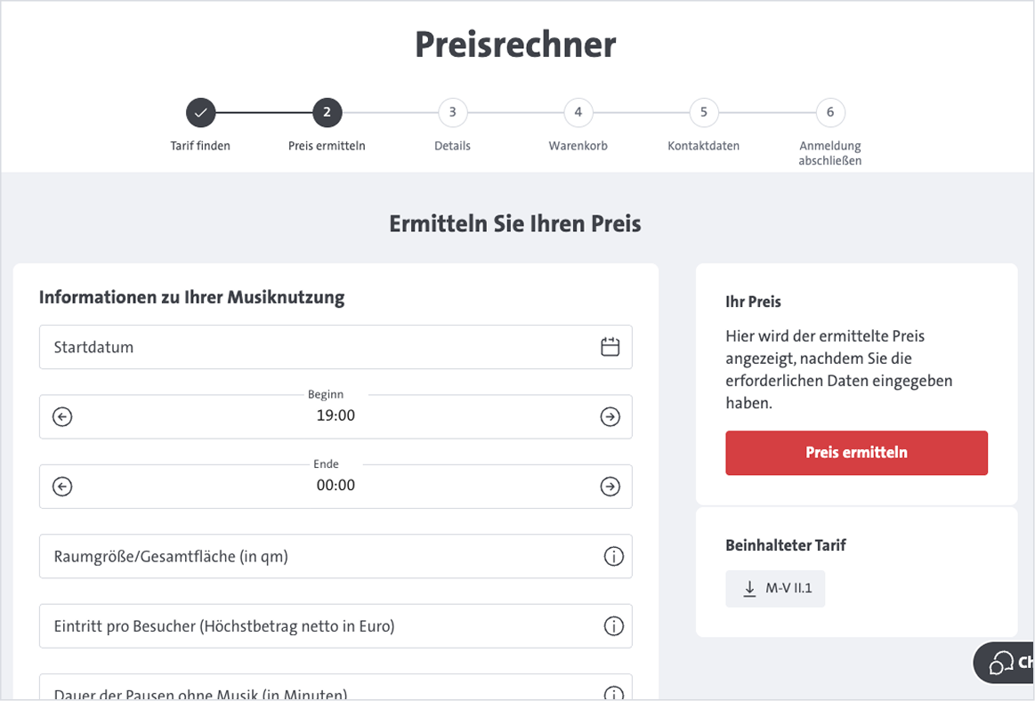 Weitere Angaben Informationen zur Musiknutzung können nun ausgefüllt werden.