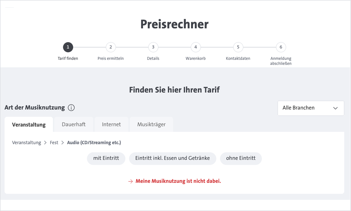 Weitere Rückfragen zur Veranstaltung im Preisrechner.